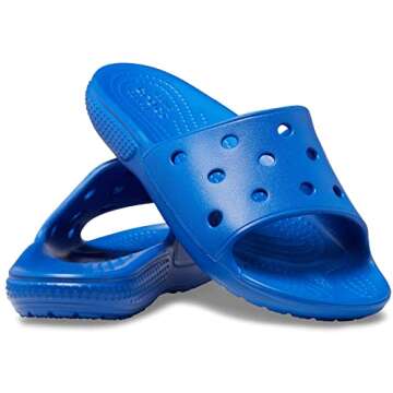 Bright and Fun Crocs Classic Slide Sandals for Little Kids in Blue Bolt
