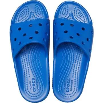 Shop Crocs Classic Slide Sandals for Kids in Blue Bolt
