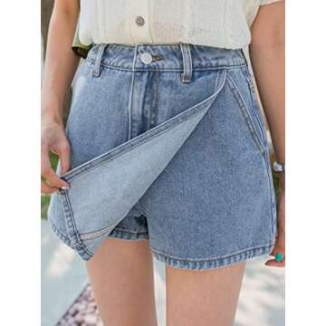 SHENHE Women's Denim Skort High Waisted Stylish Design