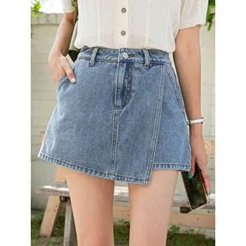 SHENHE Women's Denim Skort High Waisted Stylish Design