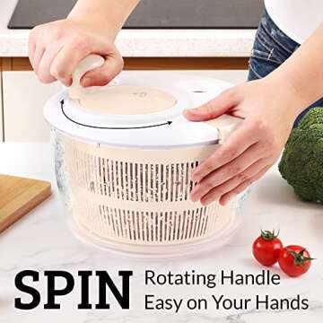 Zulay Kitchen Salad Spinner Large 5L Capacity - Manual Lettuce Spinner With Secure Lid Lock & Rotary...
