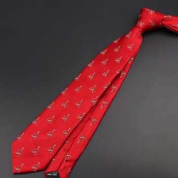 Mens Christmas Tie Set Red Xmas Tree Tie for Men Holiday Novelty Necktie and Pocket Square Party Vacation Fun Festival Gift