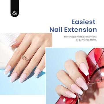 Beetles Soft Gel Nail Kit Medium Coffin Easy Nail Extension Set 5 In 1 Nail Glue Gel Base Coat with ...