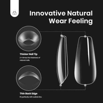 Beetles Soft Gel Nail Kit Medium Coffin Easy Nail Extension Set 5 In 1 Nail Glue Gel Base Coat with Pre shaped Gel Nail Tips and Led Nail Lamp Acrylic Nail Clipper Valentine's Day Gifts for Women