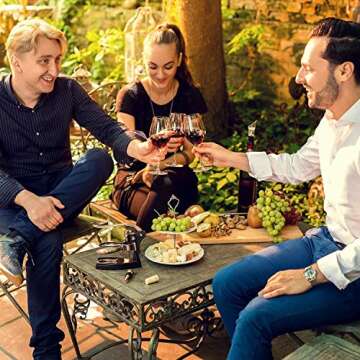 Wine Bottle Opener Set | Best Sellers Openers Kit | Enthusiast Corkscrew for Travel with Foil Cutter, Stand, Plug, Wine Aerator, Drip Ring + Engraved Wooden Gift Box