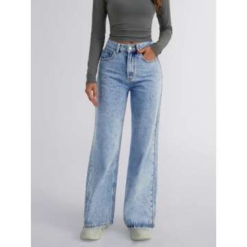 Trendy Queen Womens Baggy Jeans Wide Leg Denim Pants Boyfriend Loose Streetwear Trousers Fall Fashio...
