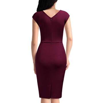 Miusol Women's Vintage Sleeveless Business Pencil Dress - Burgundy