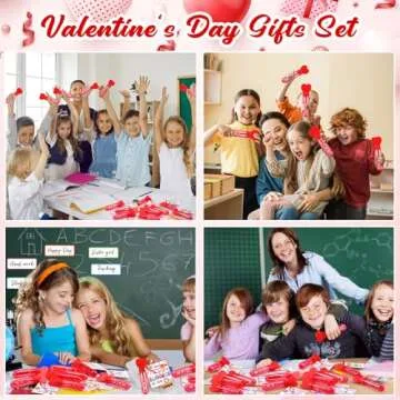 Rotatingpals 24 Set Valentines Day Gifts for Kids, Include 24 Pcs 7.9 x 0.4” Red Heart Bubble Wands with Bubbles Solution, 24 Animal Valentine Cards Party Favors for Classroom Exchange Gifts Prizes