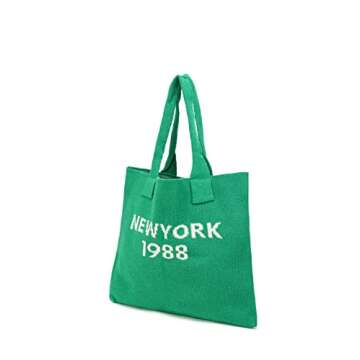 ENBEI Women's tote bags aesthetic Shoulder Handbags Hand crocheted Bags large Shoulder Shopping Bag large satchel cute Bag (letter)