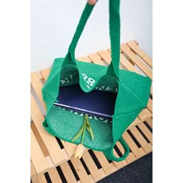 ENBEI Women's tote bags aesthetic Shoulder Handbags Hand crocheted Bags large Shoulder Shopping Bag large satchel cute Bag (letter)