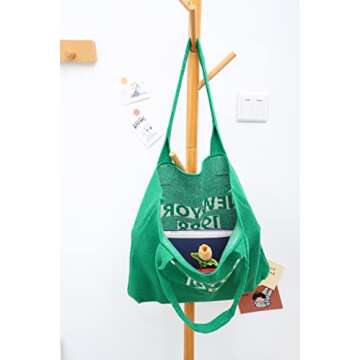 ENBEI Women's tote bags aesthetic Shoulder Handbags Hand crocheted Bags large Shoulder Shopping Bag large satchel cute Bag (letter)