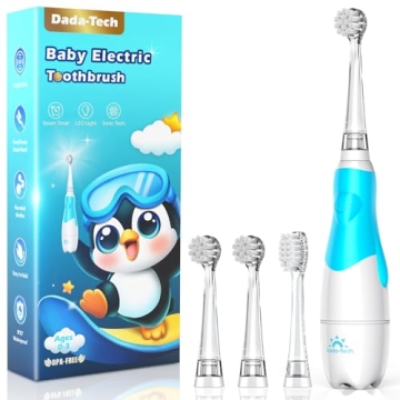 DADA-TECH Toddler Electric Toothbrush Kids Age 1-2-3 Years Old, Baby Electric Toothbrush with LED Li...