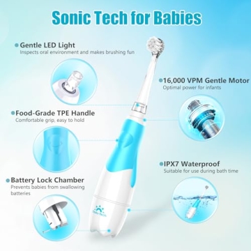 Dada-Tech Toddler Electric Toothbrush with LED Light for Ages 0-3