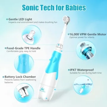 Dada-Tech Toddler Electric Toothbrush with LED Light for Ages 0-3