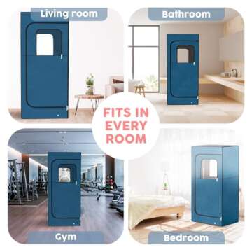 Adamson Full Size Portable Steam Sauna - Indoor Sauna Tent for Home Spa Relaxation + Boost Health and Recovery + 2.6L 1000W Steamer + Chair + Remote + Foot Massager - New - Nylon Blue