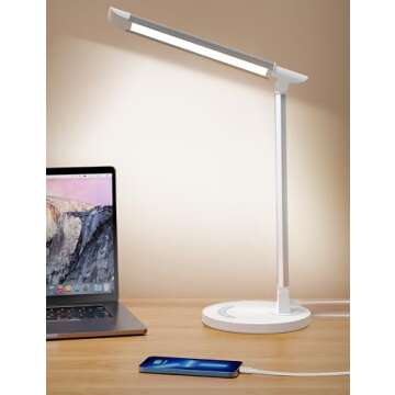 soysout LED Desk Lamp, Eye-Caring Table Lamp with USB Charging Port, 35 Lighting Modes, Touch/Memory...