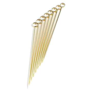 PuTwo Stainless Steel Metal Martini Picks, 4" Pack of 8 in Gold