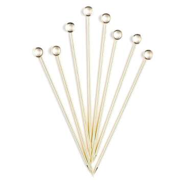 PuTwo Stainless Steel Metal Martini Picks, 4" Pack of 8 in Gold