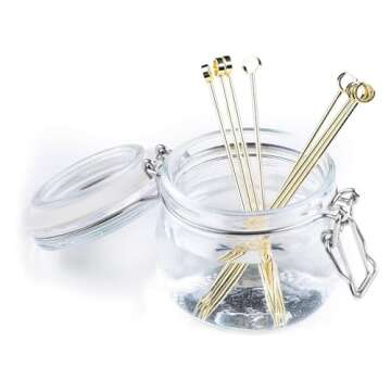 PuTwo Stainless Steel Metal Martini Picks, 4" Pack of 8 in Gold