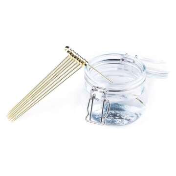 PuTwo Stainless Steel Metal Martini Picks, 4" Pack of 8 in Gold