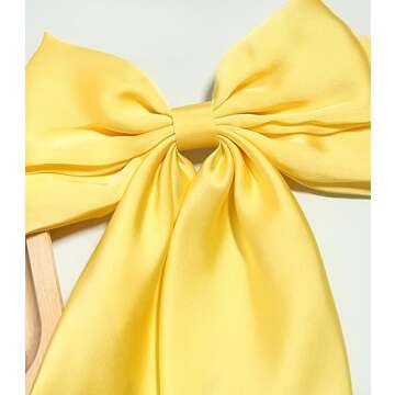 SUSULU Hair Bows for Women,Yellow Bow Hair Clips for Girl Hair Bows Barrette Metal Clips Long Ribbon...