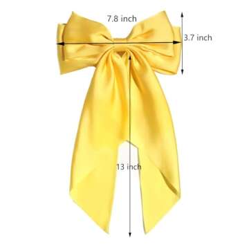 SUSULU Hair Bows for Women,Yellow Bow Hair Clips for Girl Hair Bows Barrette Metal Clips Long Ribbon Hairpin Party Bows for Hair Ponytail Hair Styling Accessories 2pack