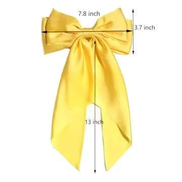 SUSULU Hair Bows for Women,Yellow Bow Hair Clips for Girl Hair Bows Barrette Metal Clips Long Ribbon Hairpin Party Bows for Hair Ponytail Hair Styling Accessories 2pack