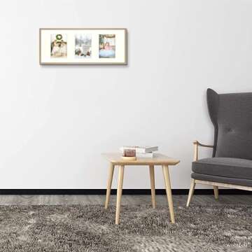 Golden State Art, 8x20 Gold Photo Aluminum Metal Collage Frame with Mat displays (3) 4"x6" Pictures