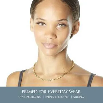 KISPER 18k Gold Hip Hop Rope Chain Necklace – 5mm Thick Gold Plated Stainless Steel Jewelry for Women & Men with Lobster Clasp, 18"