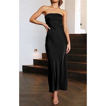 Elegant Strapless Satin Maxi Dress for Weddings