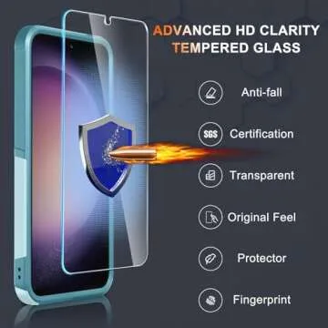 RMOCR Case for Samsung Galaxy S25, Full Body Heavy Duty Rugged Shockproof Protective Phone Cover with Lanyard Strap, Tempered Glass Screen Protector and Camera Lens Cover, Mint Green