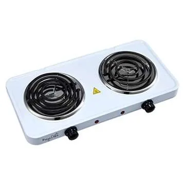 MegaChef Portable Dual Electric Countertop Burner Coil Cooktop Tabletop Stove