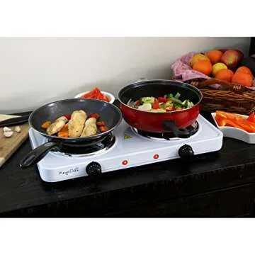 MegaChef Portable Dual Electric Countertop Burner Coil Cooktop Tabletop Stove