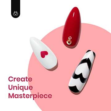 Beetles Spring Gel Nail Polish, 6 Colors Nude Pink Red Glitter White Black Rose Golden Gel Polish Queen of Hearts Collection Soak Off Uv Lamp Cured DIY Home Manicure Gift for Women