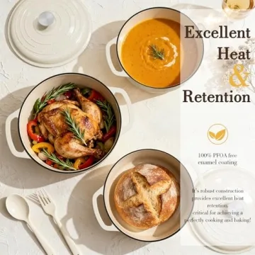 Umite Chef 6QT Enameled Cast Iron Dutch Oven with Lid - Ideal for Baking, Braising, and More!