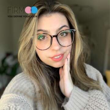 Firmoo Blue Light Blocking Glasses for Women/Men, Oversize Bluelight Glasses Vintage Round Tortoise ...