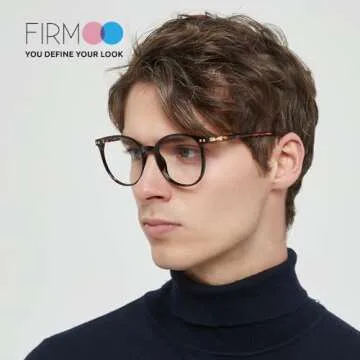 Firmoo Blue Light Blocking Glasses for Women/Men, Oversize Bluelight Glasses Vintage Round Tortoise Shell Computer Glasses Anti Glare Reduce Eye Strain