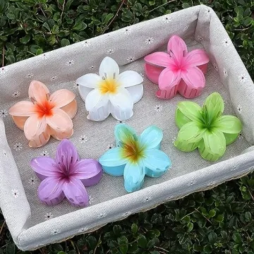 Sisiaipu Hawaiian Plumeria Hair Clips - 6 Pack