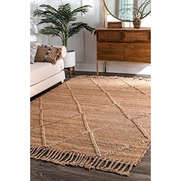 Handmade nuLOOM Jute Tassel Rug - Natural 5x8 Elegance