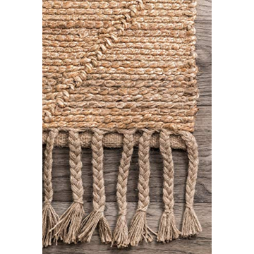 Handmade nuLOOM Jute Tassel Rug - Natural 5x8 Elegance