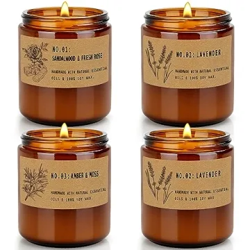 Candles for Home Scented 4 Pack for Women & Men - Long Lasting Aromatherapy Showered in Warm Scents