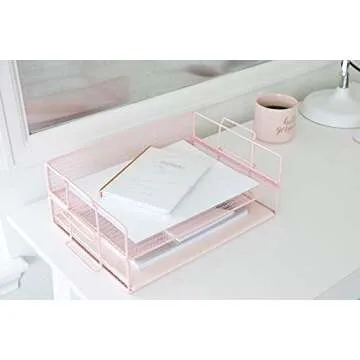 Stylish Blu Monaco Pink Desk Organizer Stackable Tray Set