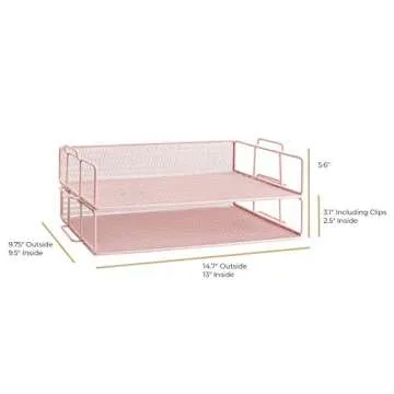 Stylish Blu Monaco Pink Desk Organizer Stackable Tray Set