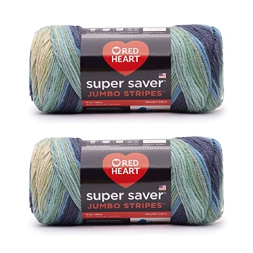 Red Heart Super Saver Jumbo Yarn - 2 Pack for Knitting/Crochet