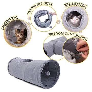 Speedy Pet Collapsible Cat Tunnel - Durable Suede Hideaway Play Tunnel