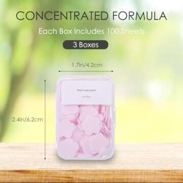 300pcs Portable Hand Washing Soap Sheets, Scented Mini Soap Sheets, Disposable Soluble Soap for Outdoor Travel, Camping, Hiking (Pink)