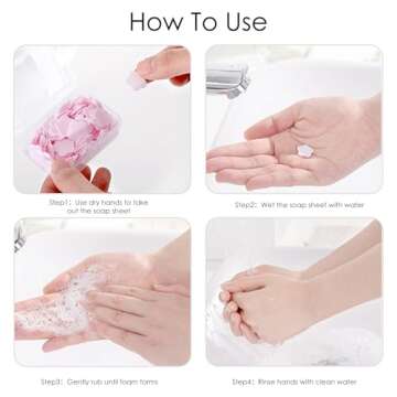 300pcs Portable Hand Washing Soap Sheets, Scented Mini Soap Sheets, Disposable Soluble Soap for Outdoor Travel, Camping, Hiking (Pink)