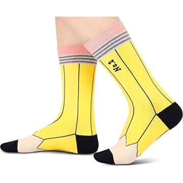 HAPPYPOP Funny Crazy Silly Gifts for Women Teen Girls, Crazy Silly Pencil socks Notebook Socks Readi...