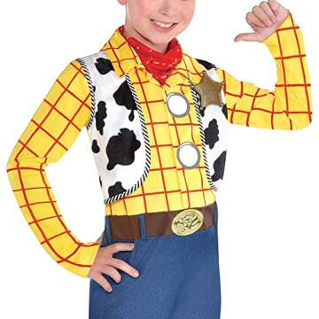Party City Toy Story 4 Woody Halloween Costume for Boys, Medium (8-10), Includes Jumpsuit and Hat