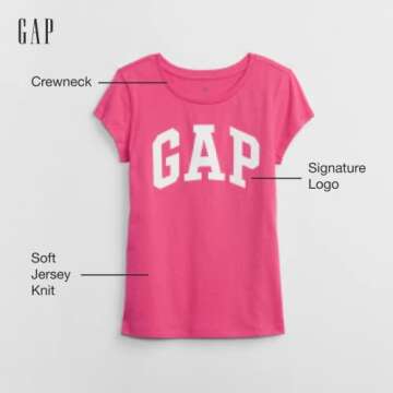 GAP Girls Short Sleeve Logo T-Shirt T Shirt, Light Heather Grey B08, Large US